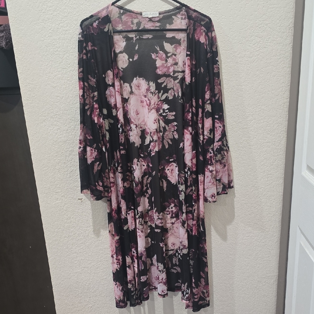 Floral Black and Pink Women's Cover Up